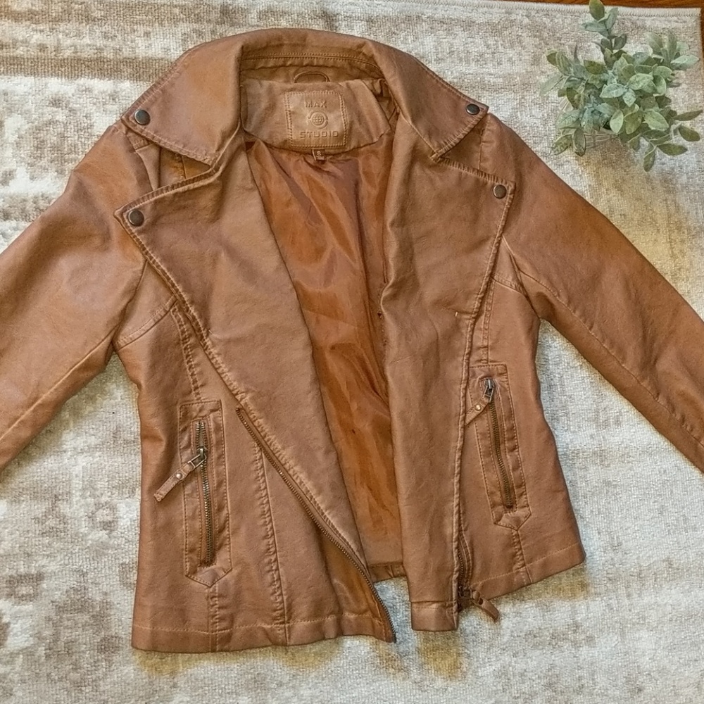 Max Studio brown leather jacket